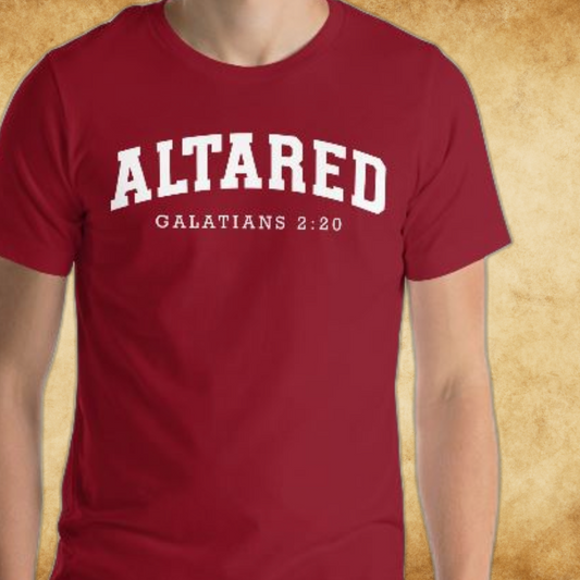 Collegiate Style White Letter Christian T-shirt | ALTARed Life Apparel