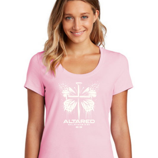 Butterfly & Nails Ladies Scoop Neck Tee | ALTARed Life Apparel
